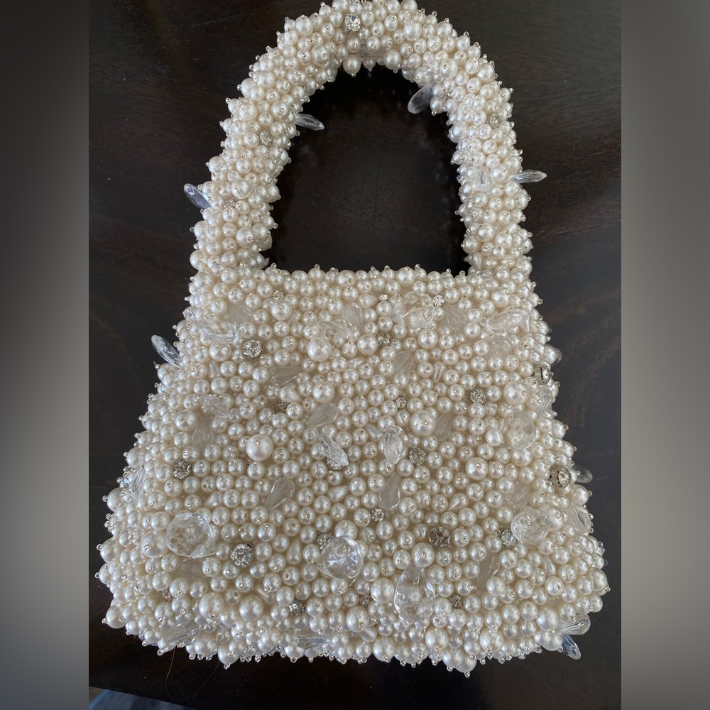 CLIO PEPPIATT Crystal Pearl embellished tulle mini bag